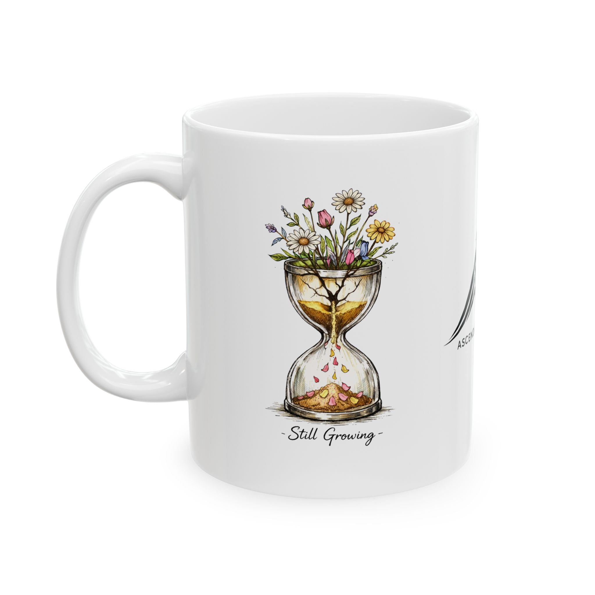 Floral hourglass Ceramic Mug — Day of the Dead Skull Coffee Cup (11oz, 15oz)