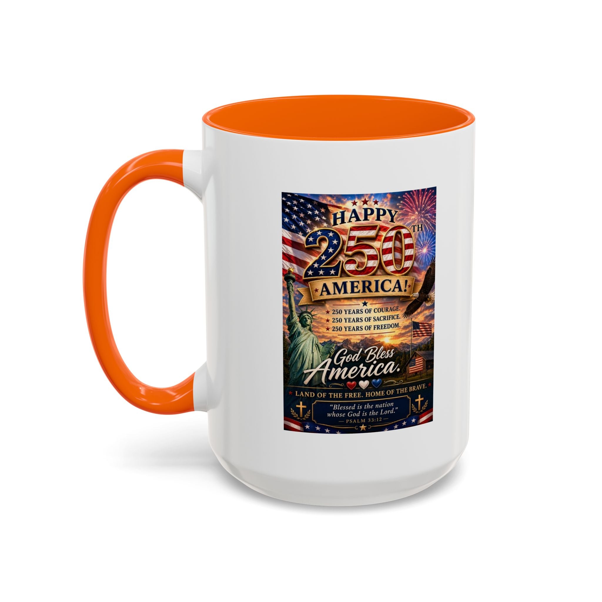 Patriotic Coffee Mug - "Happy 250 America!" Anniversary Design