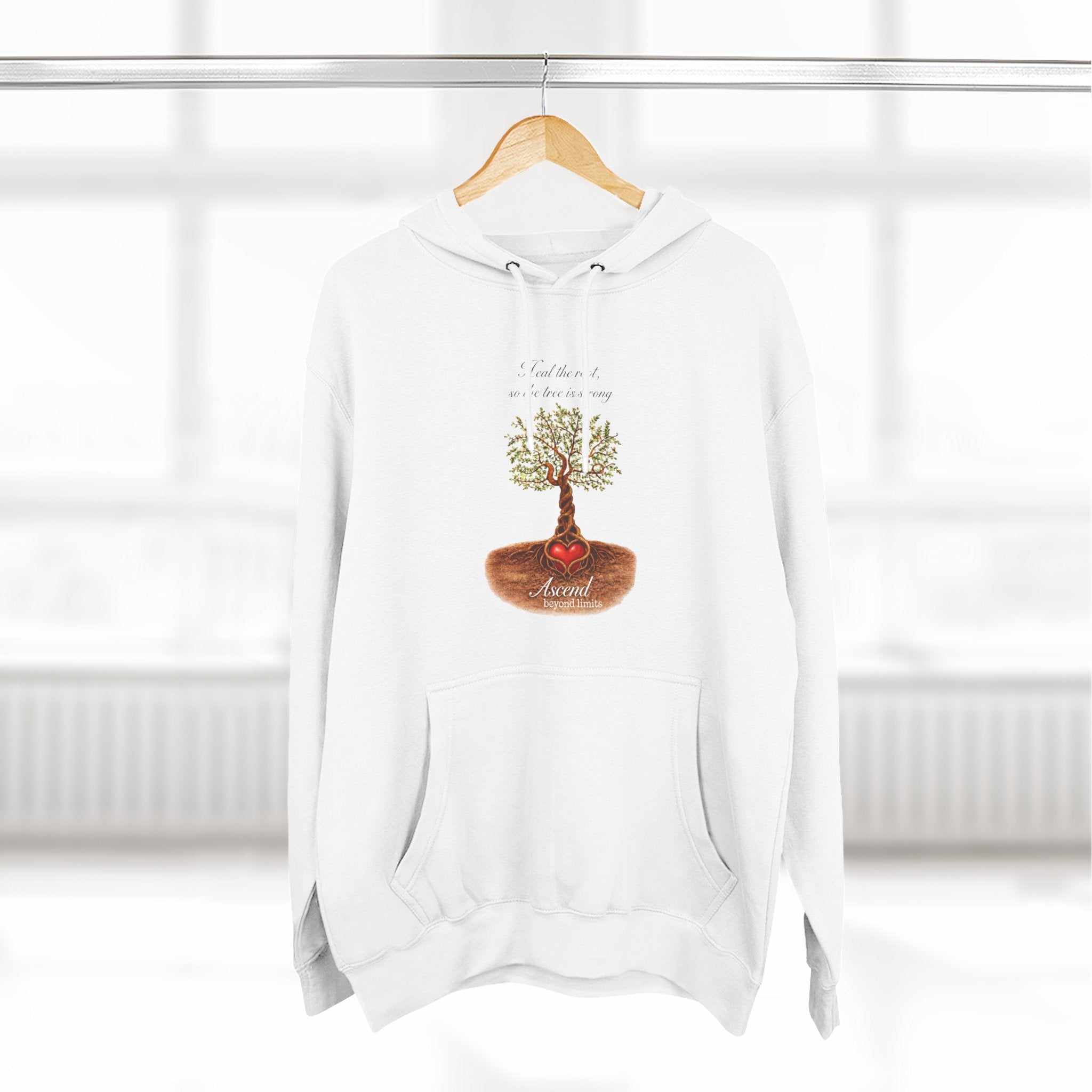 Ascend Beyond Limits Hoodie — 'Heal the Root' Tree Graphic Fleece Hoodie