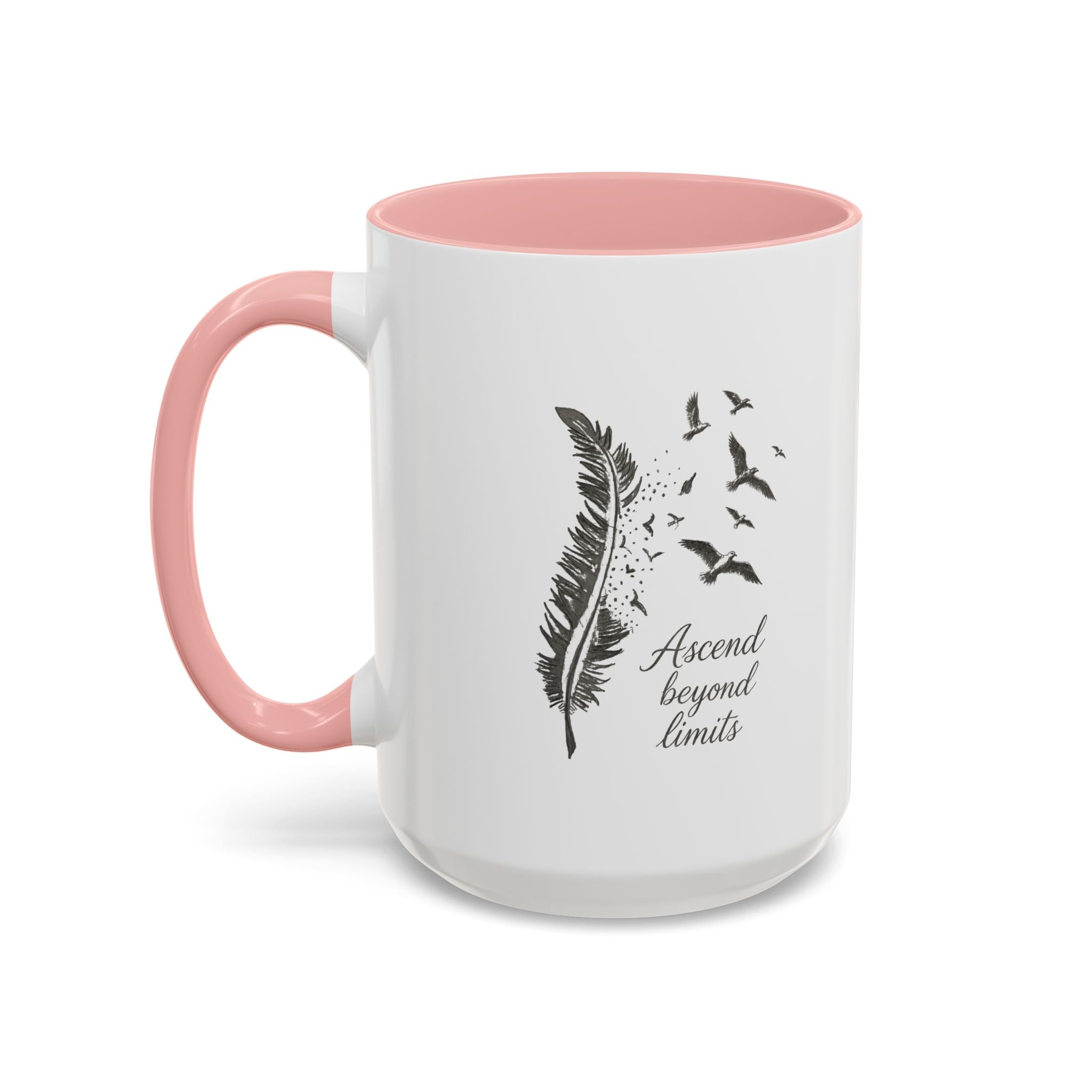 Ascend Beyond Limits- hand sketched feather Coffee-Accent Mug (11/15oz)