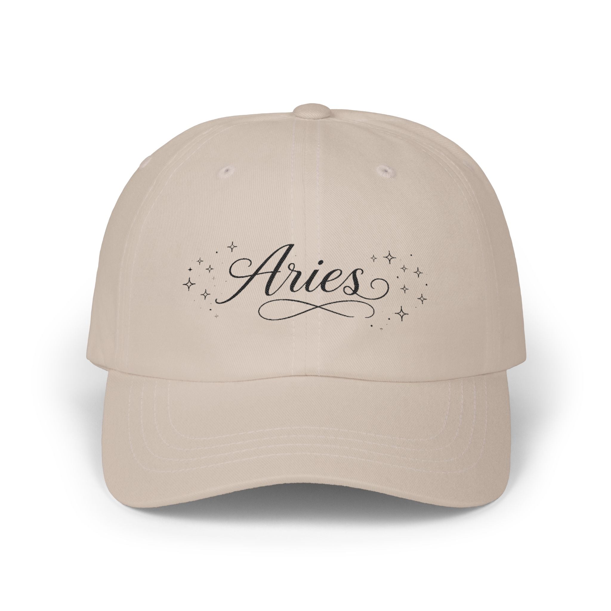 Aries Dad Cap — Astrology Baseball Hat with Sparkle Script