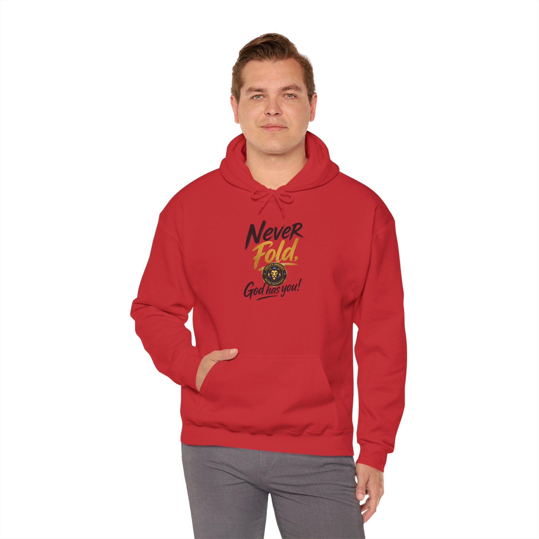 Never Fold Hoodie — 'God Has You' Faith Graphic Sweatshirt