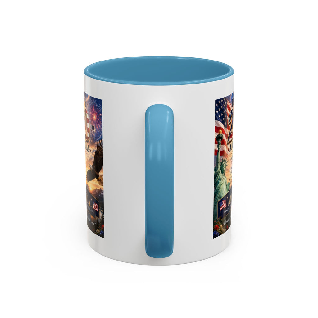Happy 250th America Coffee Mug — Patriotic Statue of Liberty & Eagle 4th of July Gift