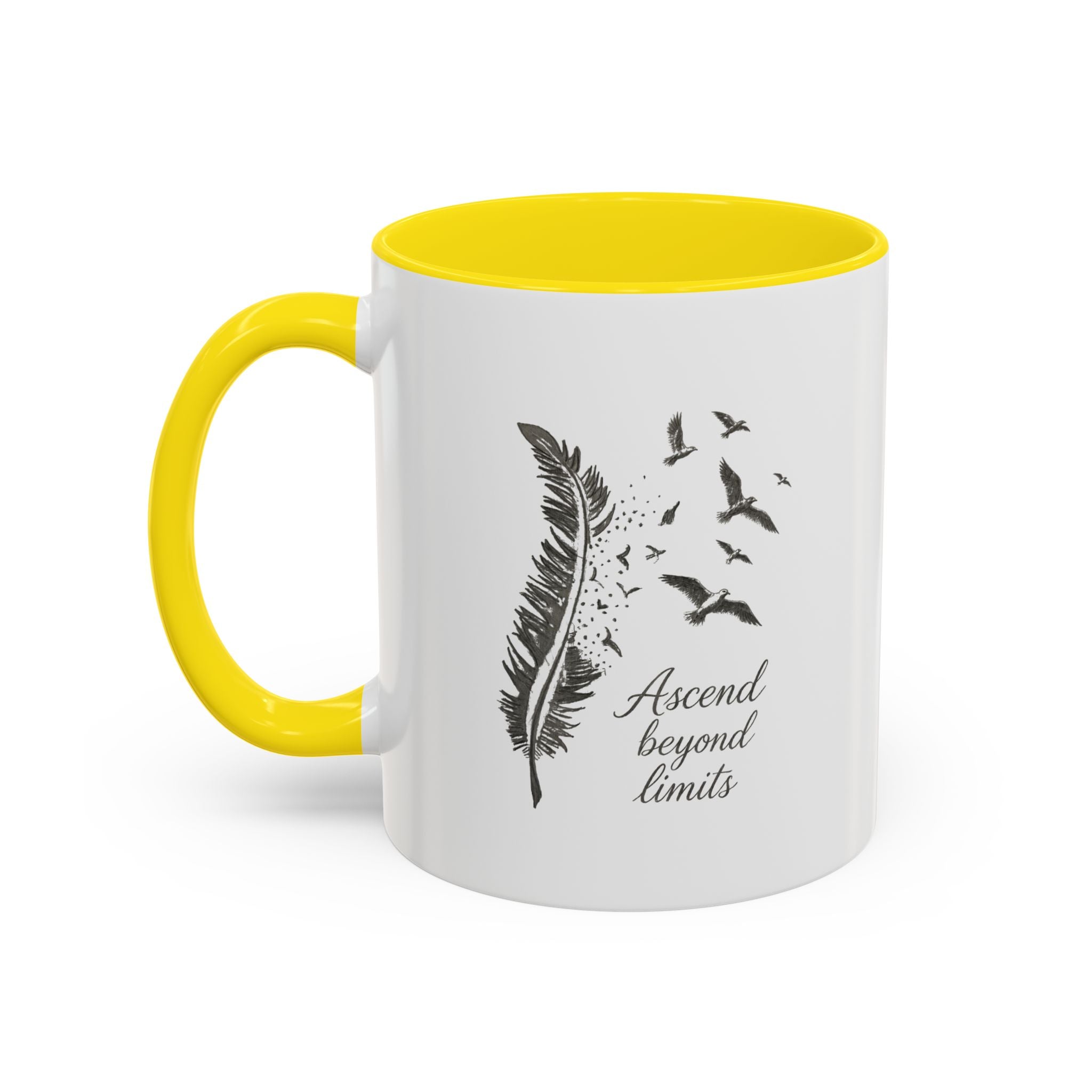 Ascend Beyond Limits- hand sketched feather Coffee-Accent Mug (11/15oz)