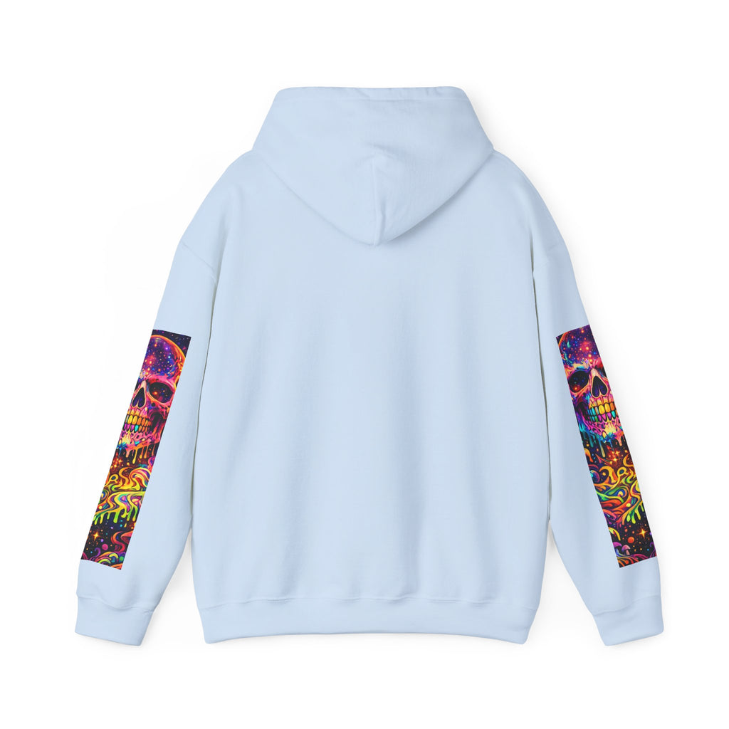 Psychedelic Skull Hoodie – "Faces Beyond Limits" Neon Horror Pullover