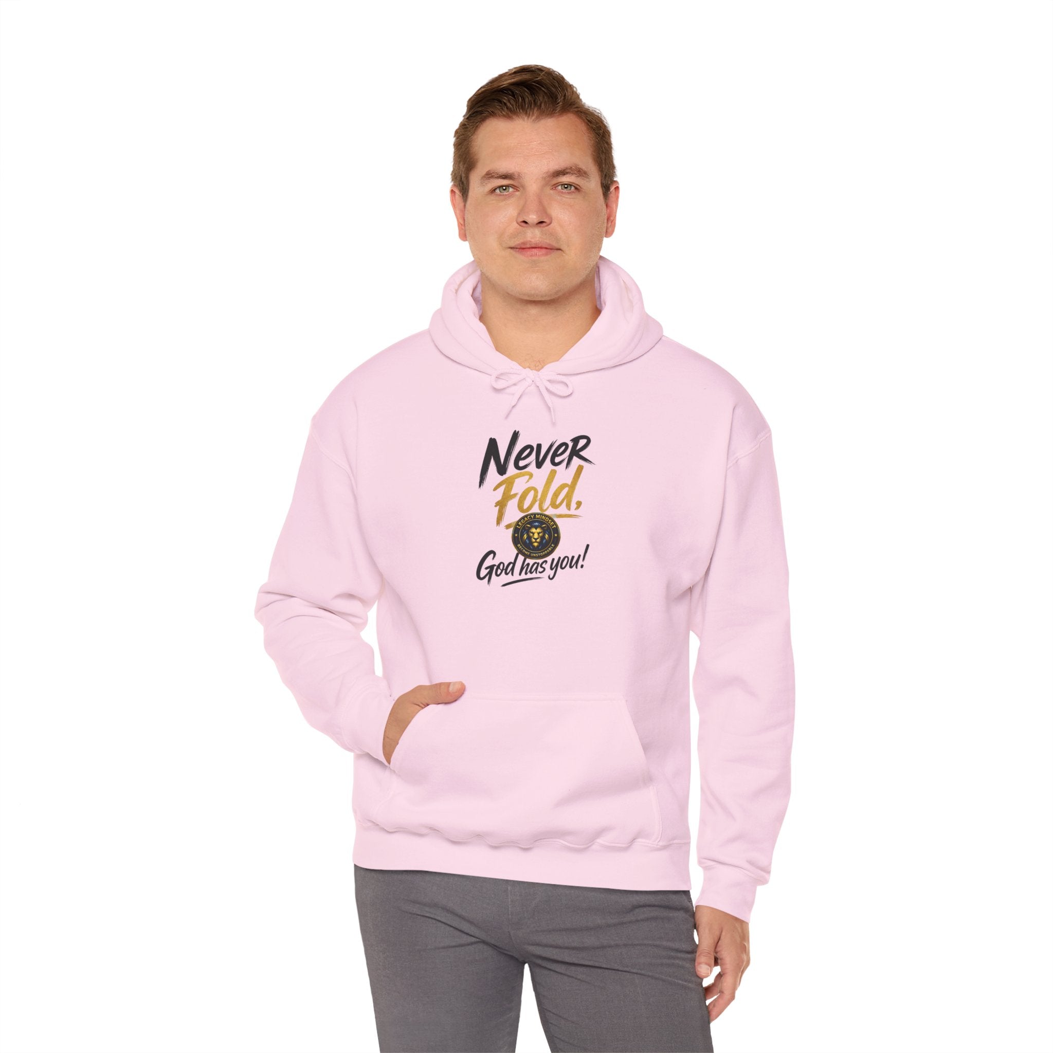 Never Fold Hoodie — 'God Has You' Faith Graphic Sweatshirt