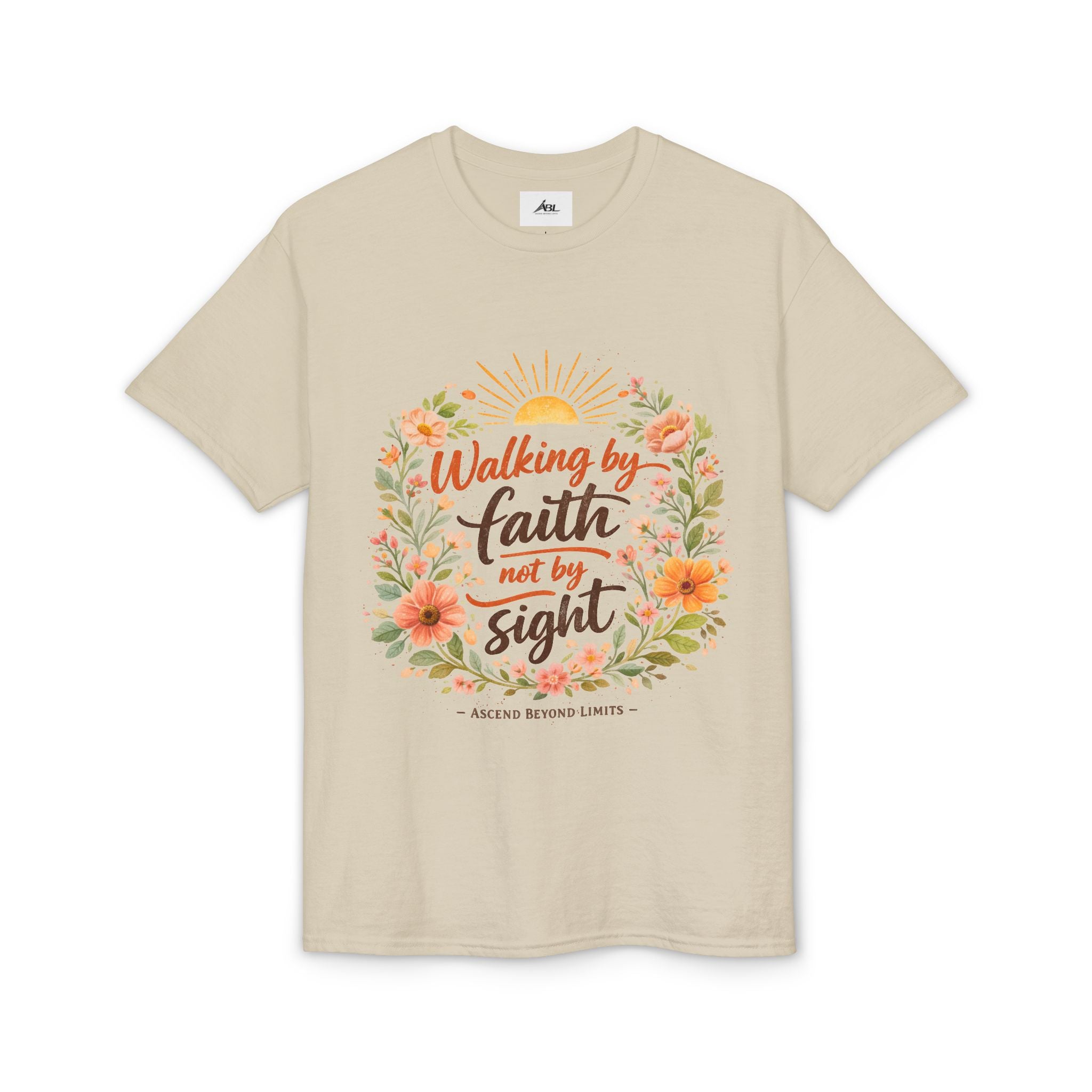 Faith Floral T-Shirt — "Walking by Faith, Not by Sight" Inspirational Tee