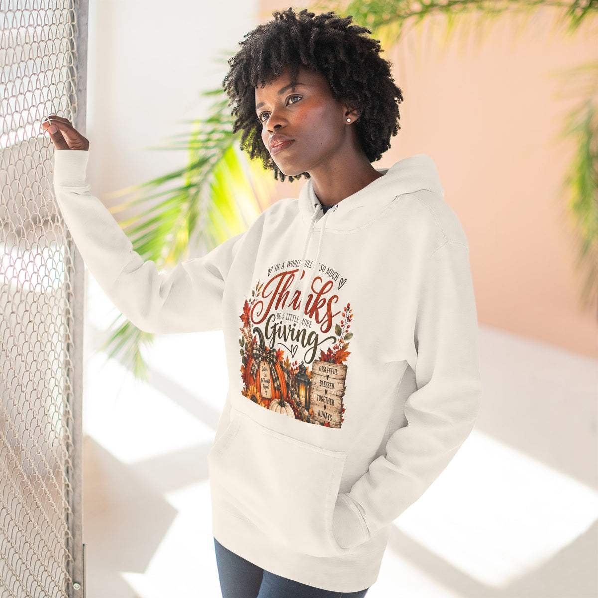 Thanksgiving Harvest Hoodie — Give Thanks Fleece Pullover