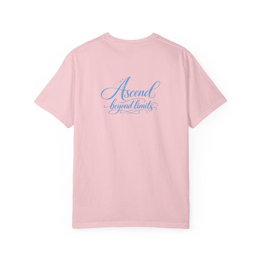 Yashua Is King T‑Shirt — Heavenly Gold Faith Tee (Back: "Ascend beyond limits")