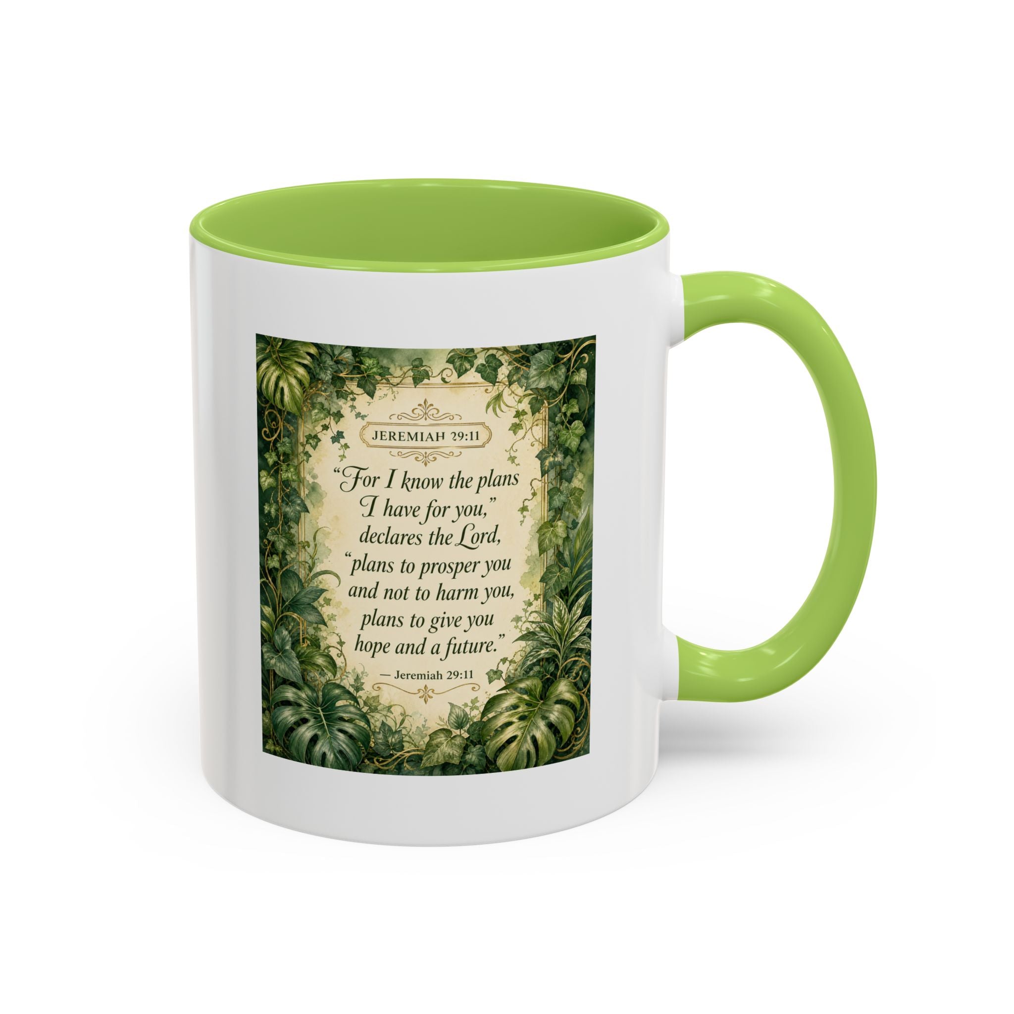 Jeremiah 29:11 Inspirational Coffee Mug – Bible Verse Floral Accent (11/15oz)