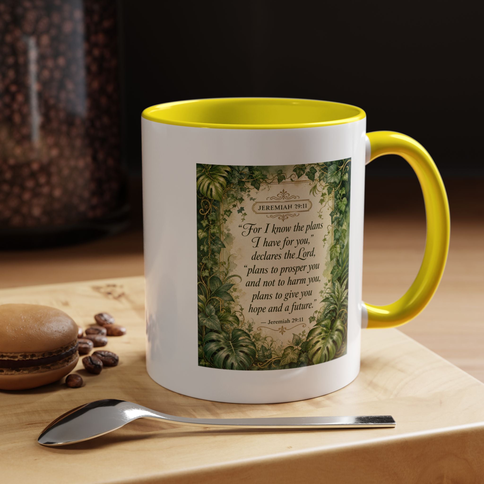 Jeremiah 29:11 Inspirational Coffee Mug – Bible Verse Floral Accent (11/15oz)