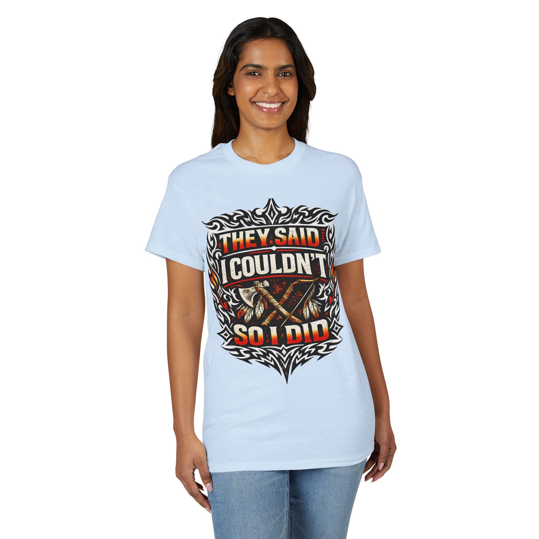They Said I Couldn't So I Did T-Shirt — Motivational Motorcycle Flames Graphic Tee