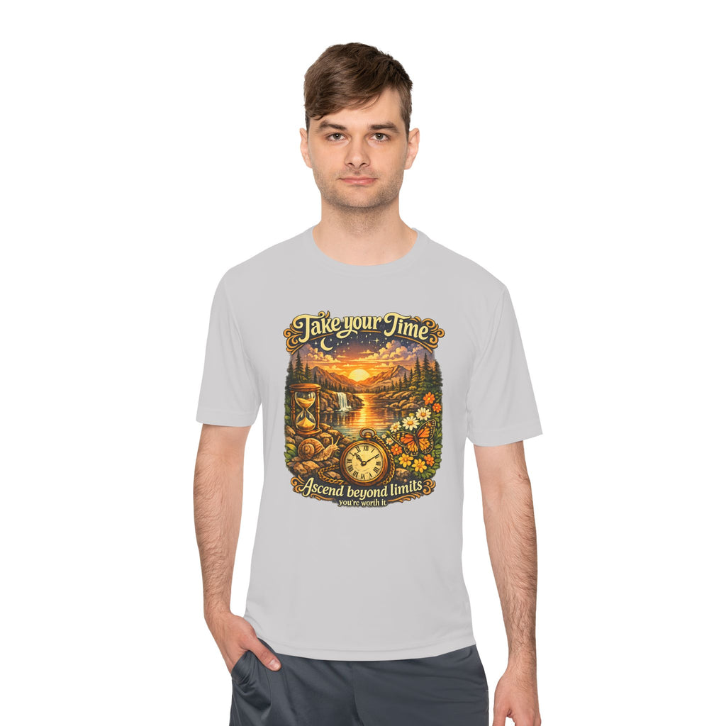 Take Your Time Scenic Tee — 'Take Your Time, Ascend Beyond Limits' Relaxed Vintage Nature Shirt