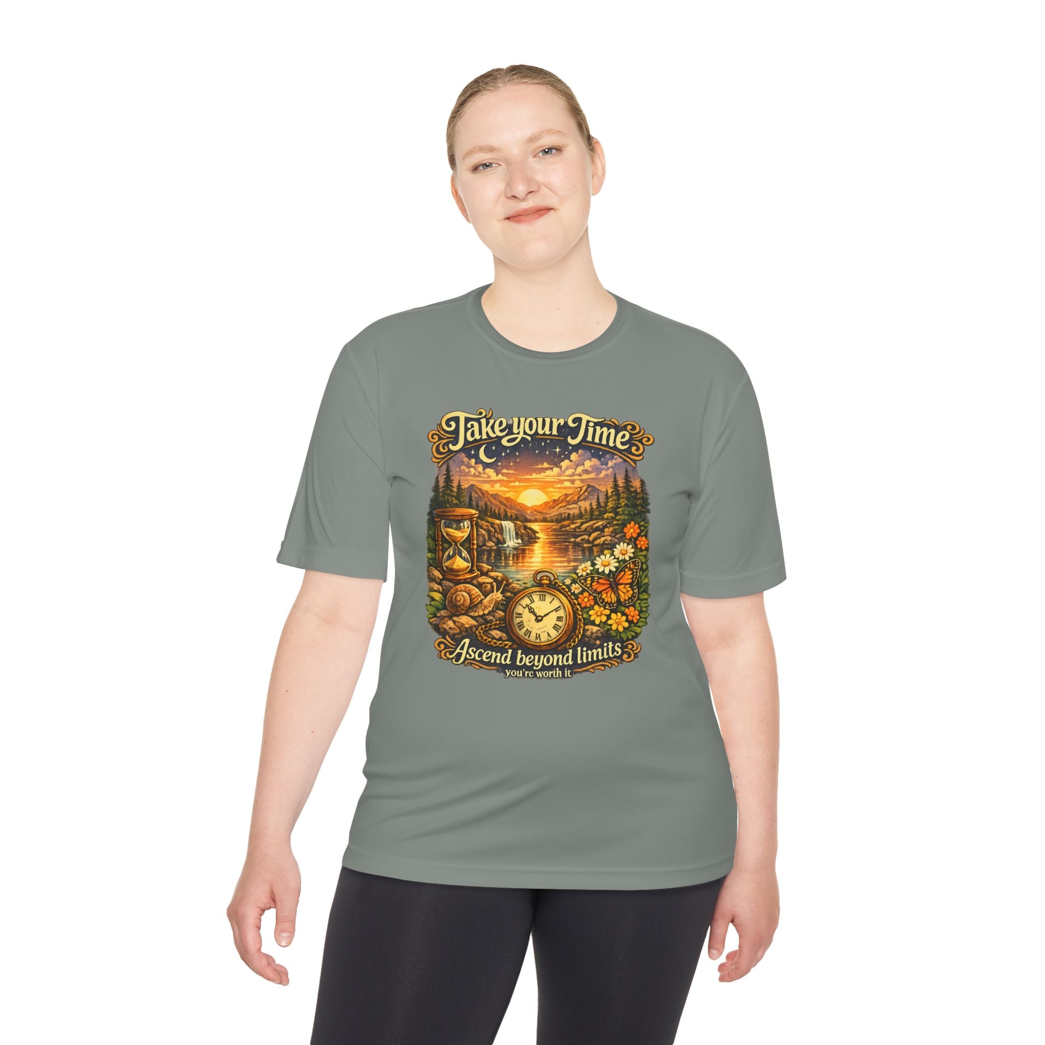 Take Your Time Scenic Tee — 'Take Your Time, Ascend Beyond Limits' Relaxed Vintage Nature Shirt