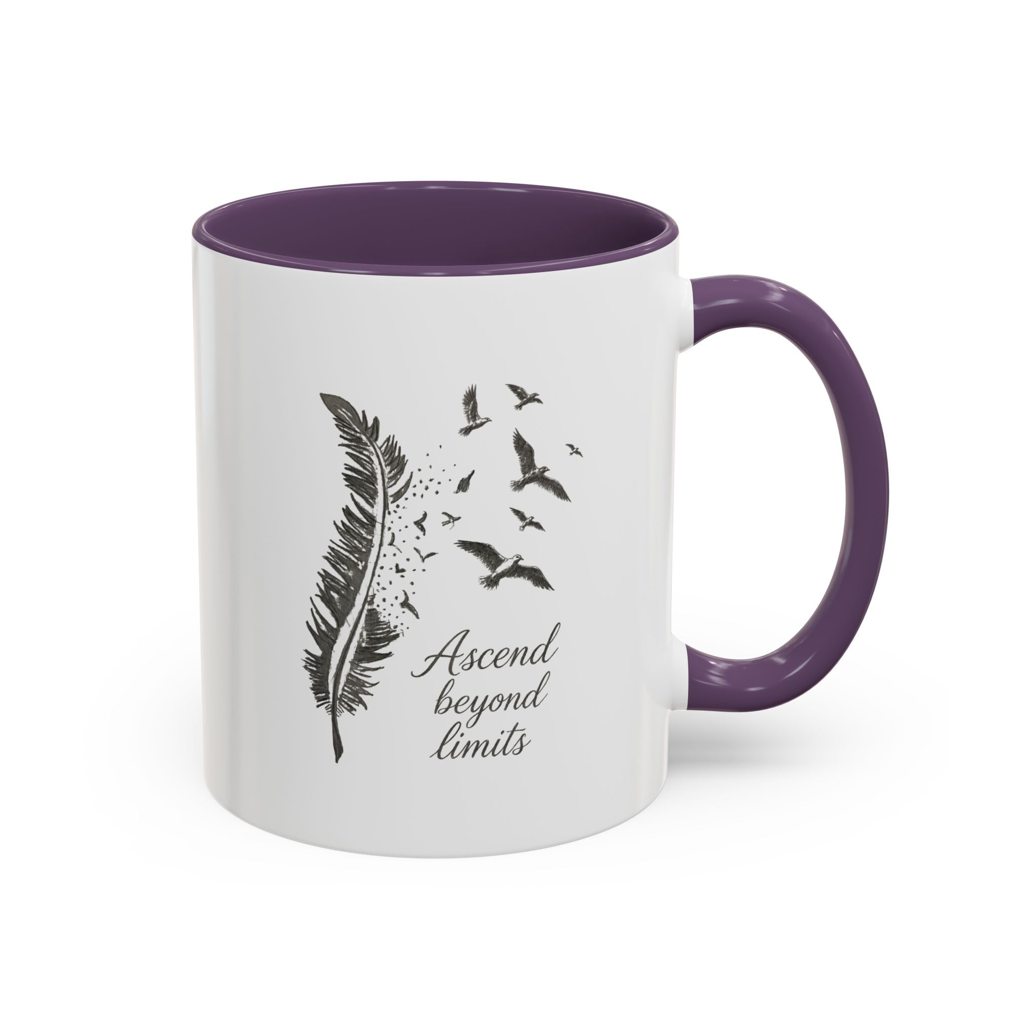 Ascend Beyond Limits- hand sketched feather Coffee-Accent Mug (11/15oz)