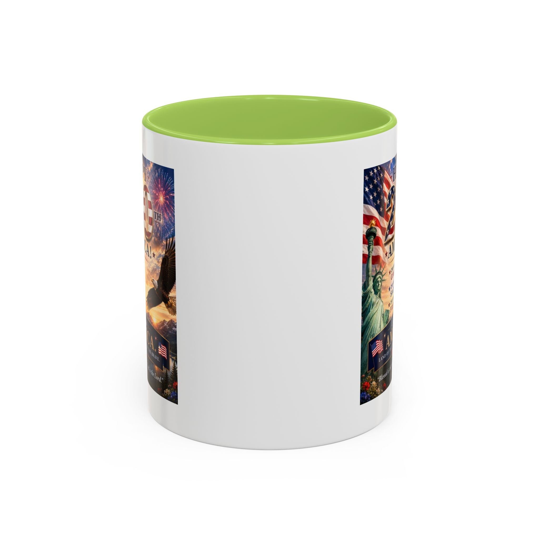 Happy 250th America Coffee Mug — Patriotic Statue of Liberty & Eagle 4th of July Gift
