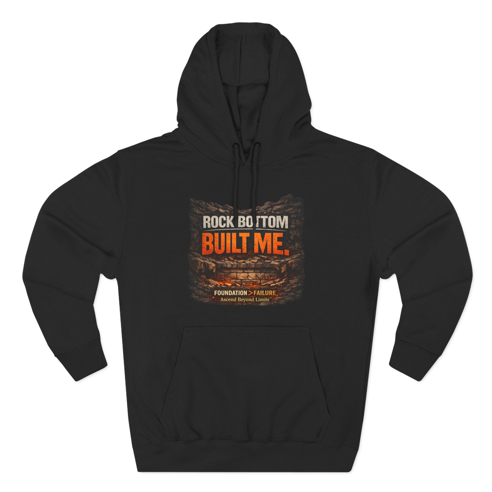 Rock Bottom Built Me Hoodie — Inspirational Recovery Fleece Pullover
