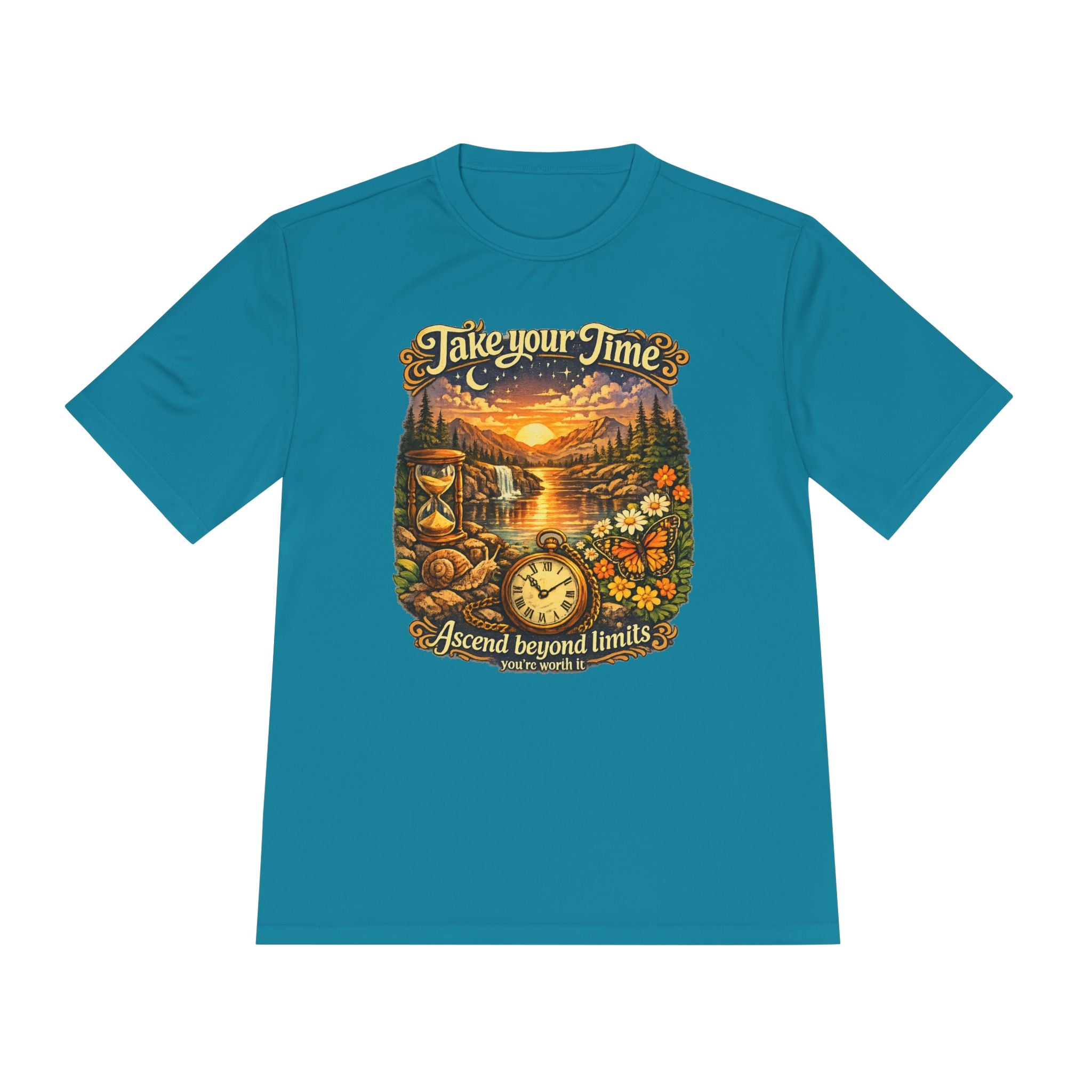 Take Your Time Scenic Tee — 'Take Your Time, Ascend Beyond Limits' Relaxed Vintage Nature Shirt