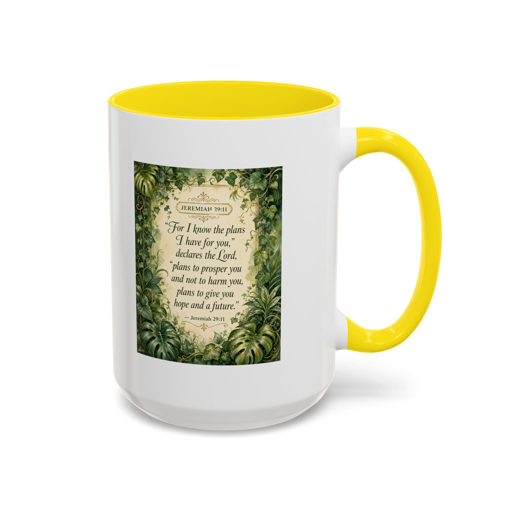 Jeremiah 29:11 Inspirational Coffee Mug – Bible Verse Floral Accent (11/15oz)