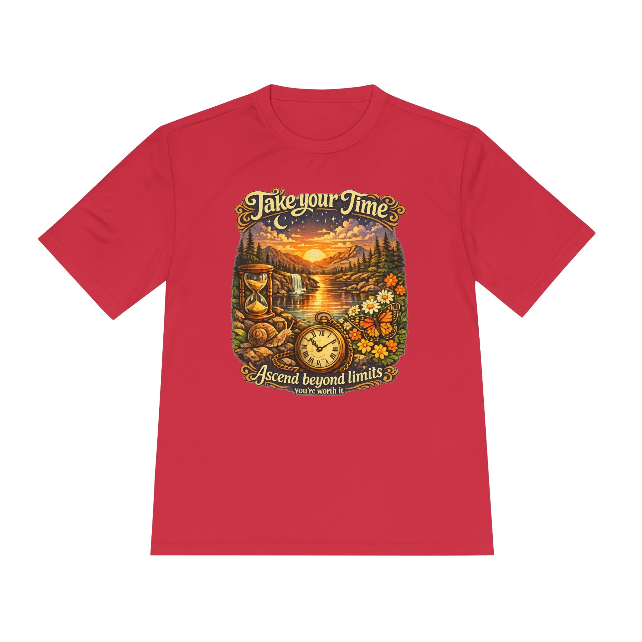 Take Your Time Scenic Tee — 'Take Your Time, Ascend Beyond Limits' Relaxed Vintage Nature Shirt