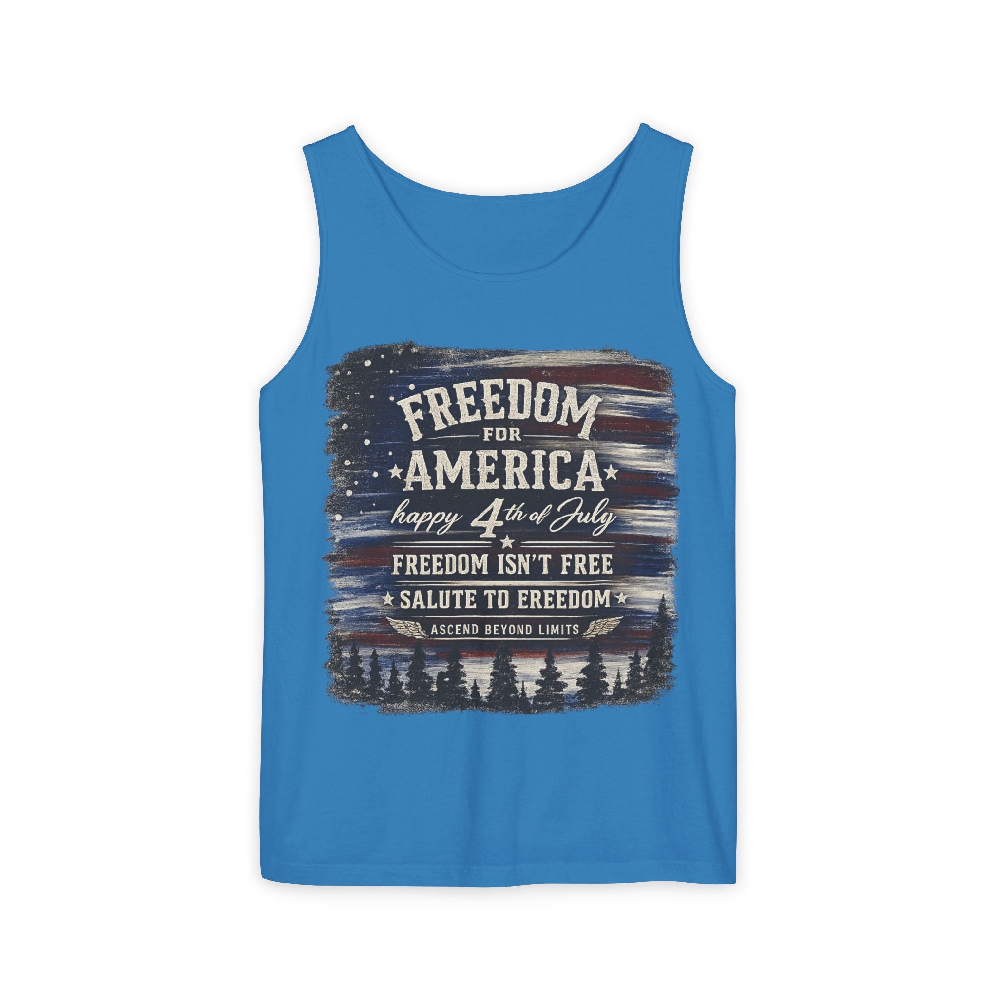 Freedom for America 4th of July Tank Top — Patriotic Salute to Freedom