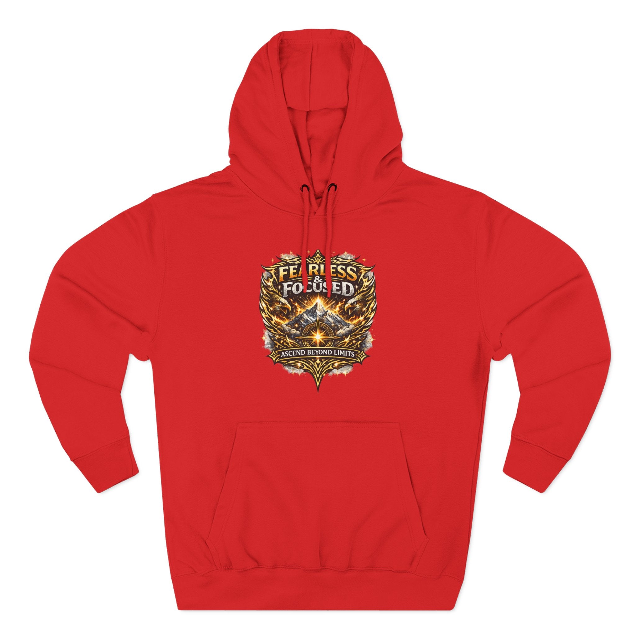 Fearless & Focused Shield Hoodie — Motivational Graphic Pullover