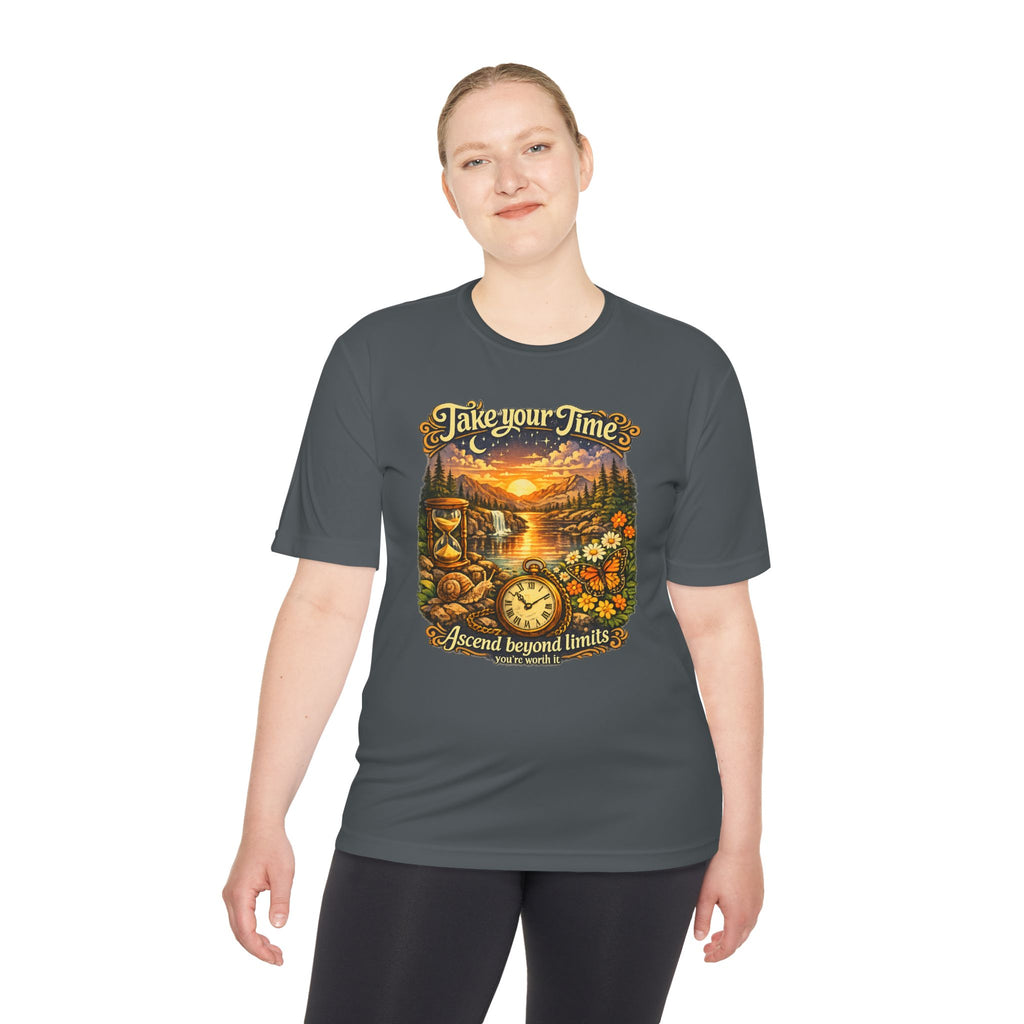 Take Your Time Scenic Tee — 'Take Your Time, Ascend Beyond Limits' Relaxed Vintage Nature Shirt