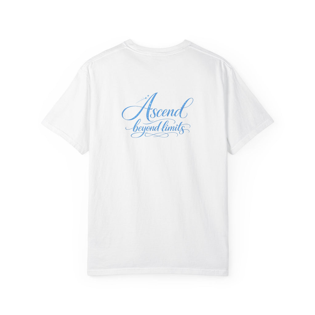 Yashua Is King T‑Shirt — Heavenly Gold Faith Tee (Back: "Ascend beyond limits")