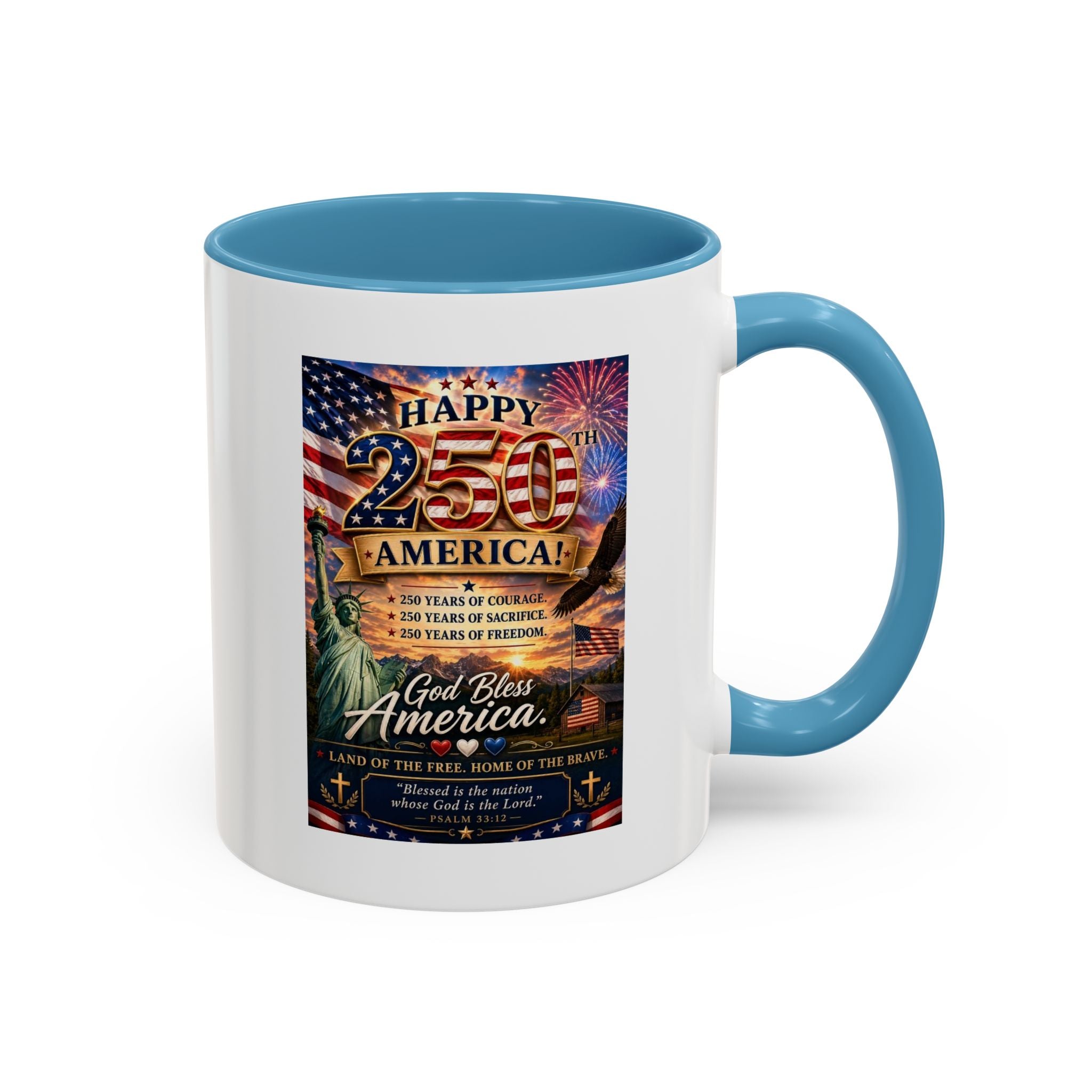 Patriotic Coffee Mug - "Happy 250 America!" Anniversary Design