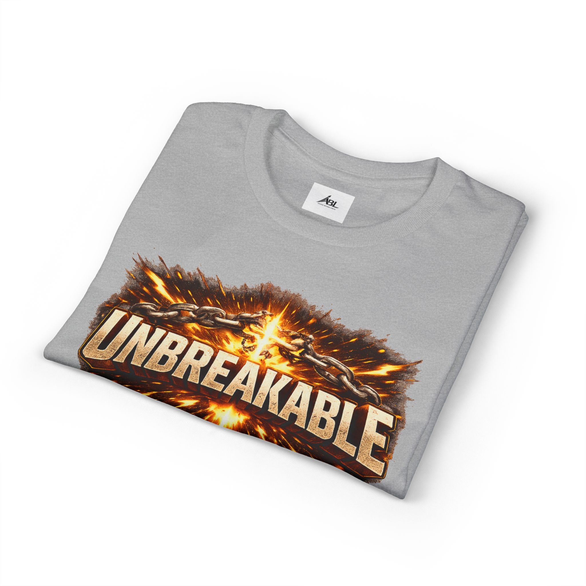 Unbreakable Graphic T‑Shirt — Bold Fireburst Motivational Tee