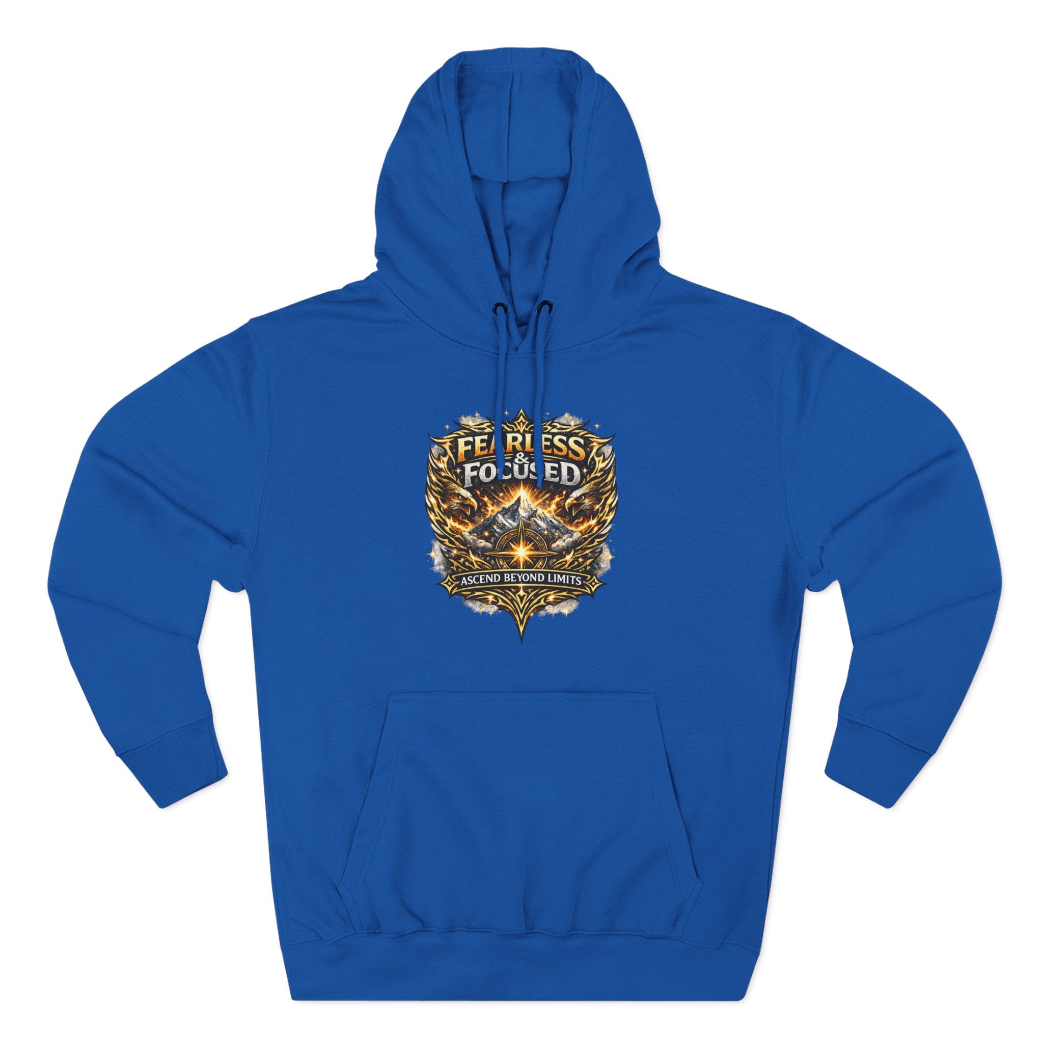 Fearless & Focused Shield Hoodie — Motivational Graphic Pullover