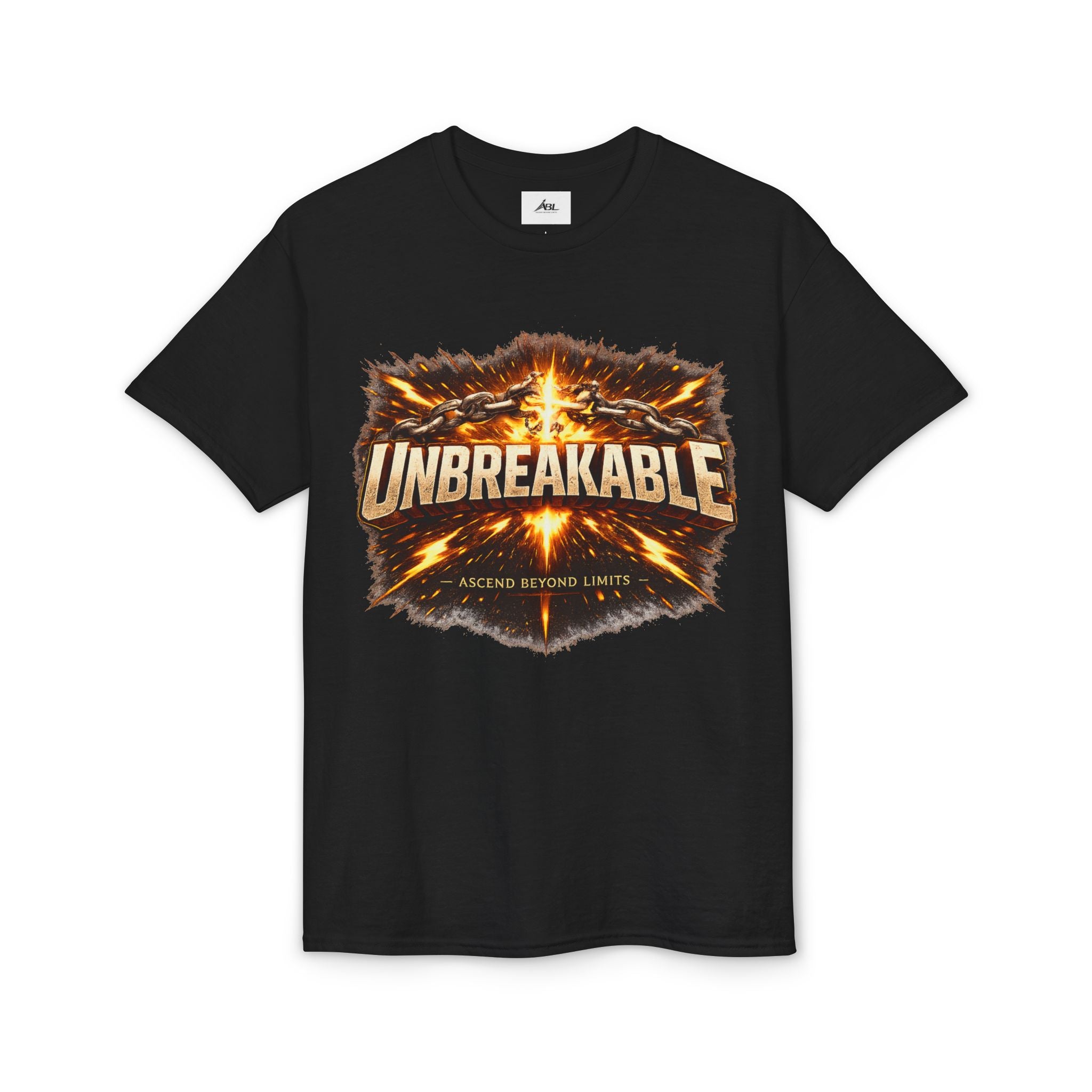 Unbreakable Graphic T‑Shirt — Bold Fireburst Motivational Tee