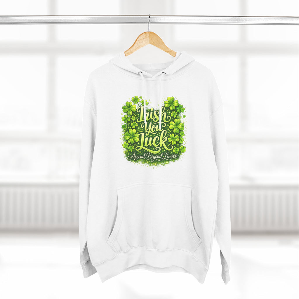 St. Patrick's 'Irish You Luck' Hoodie – Shamrock Clover Graphic Sweatshirt