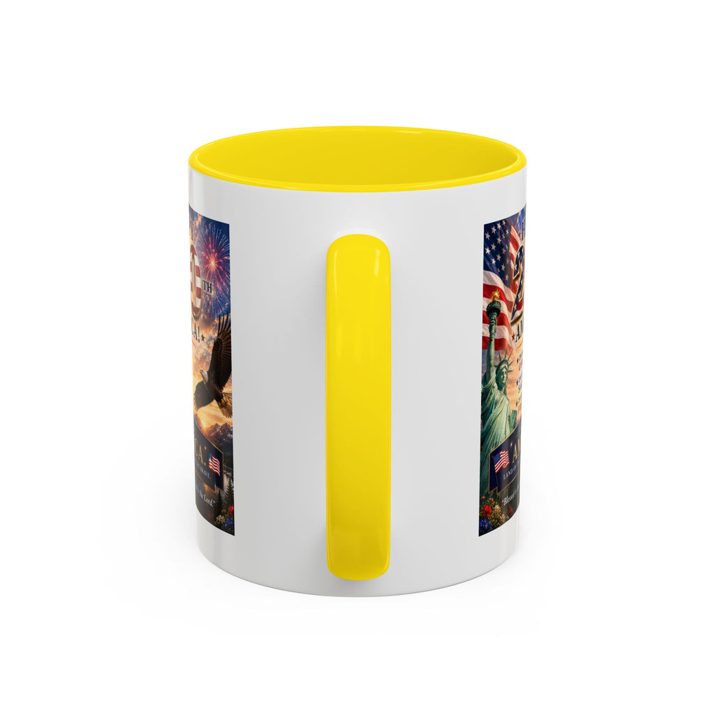 Happy 250th America Coffee Mug — Patriotic Statue of Liberty & Eagle 4th of July Gift
