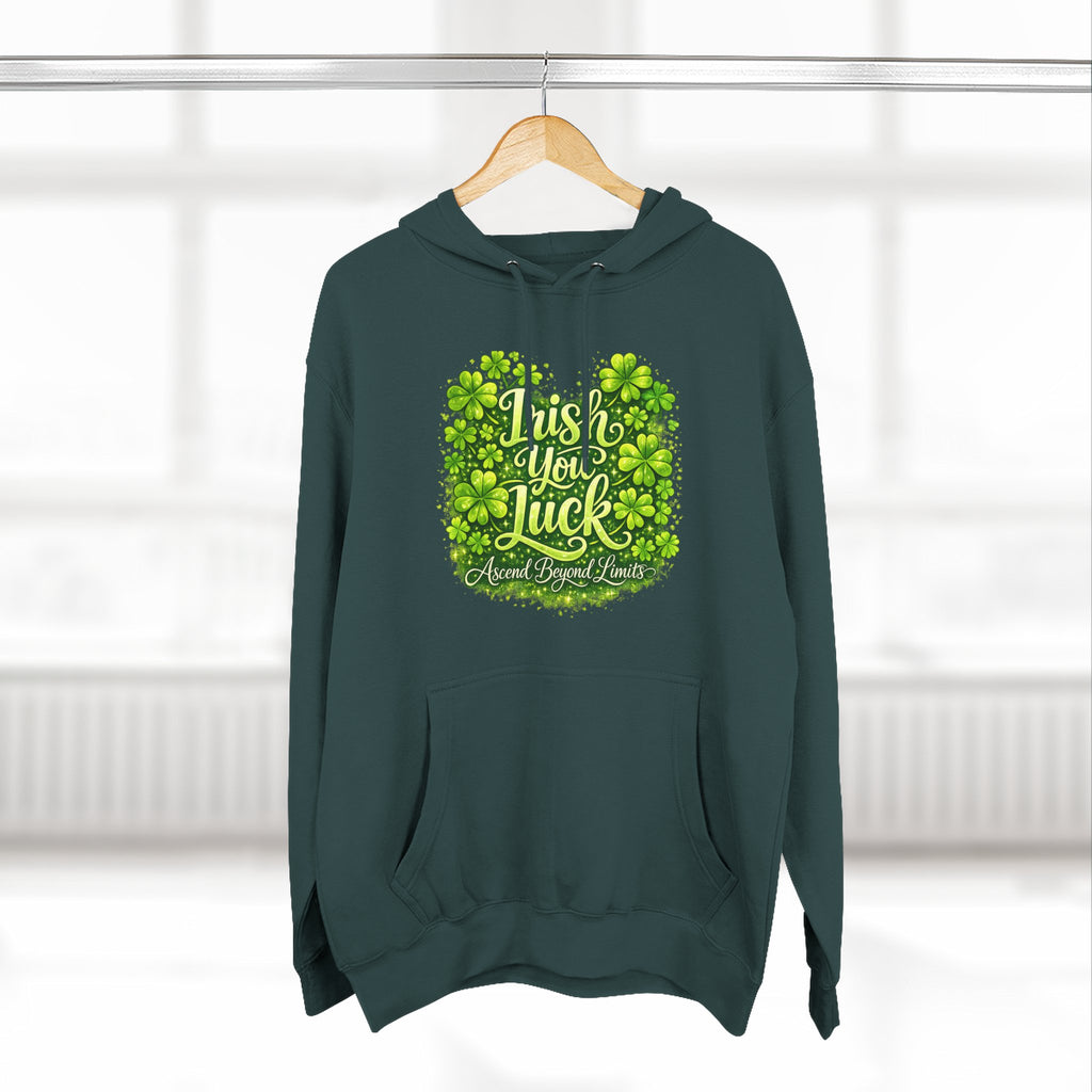 St. Patrick's 'Irish You Luck' Hoodie – Shamrock Clover Graphic Sweatshirt