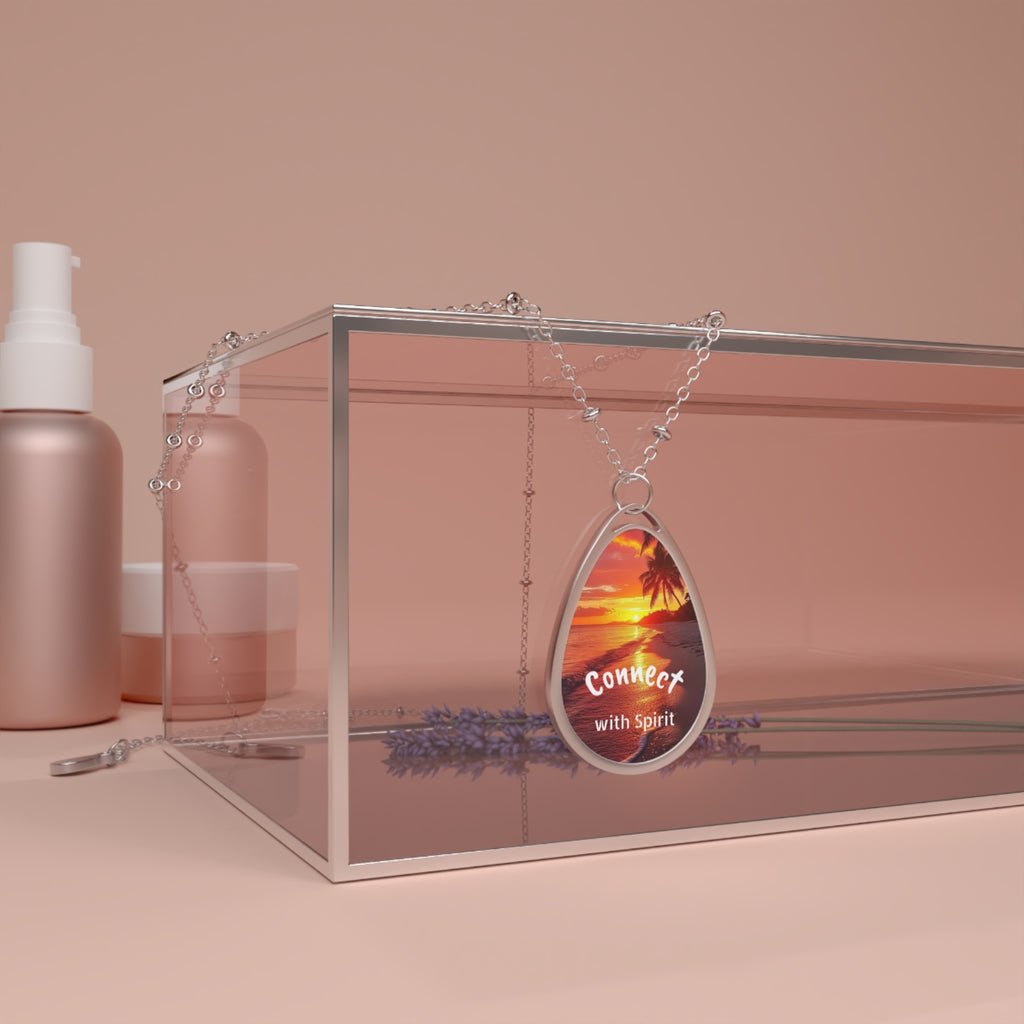 Connect with Spirit Oval Necklace — Sunset Beach Pendant, Inspirational Spiritual Jewelry