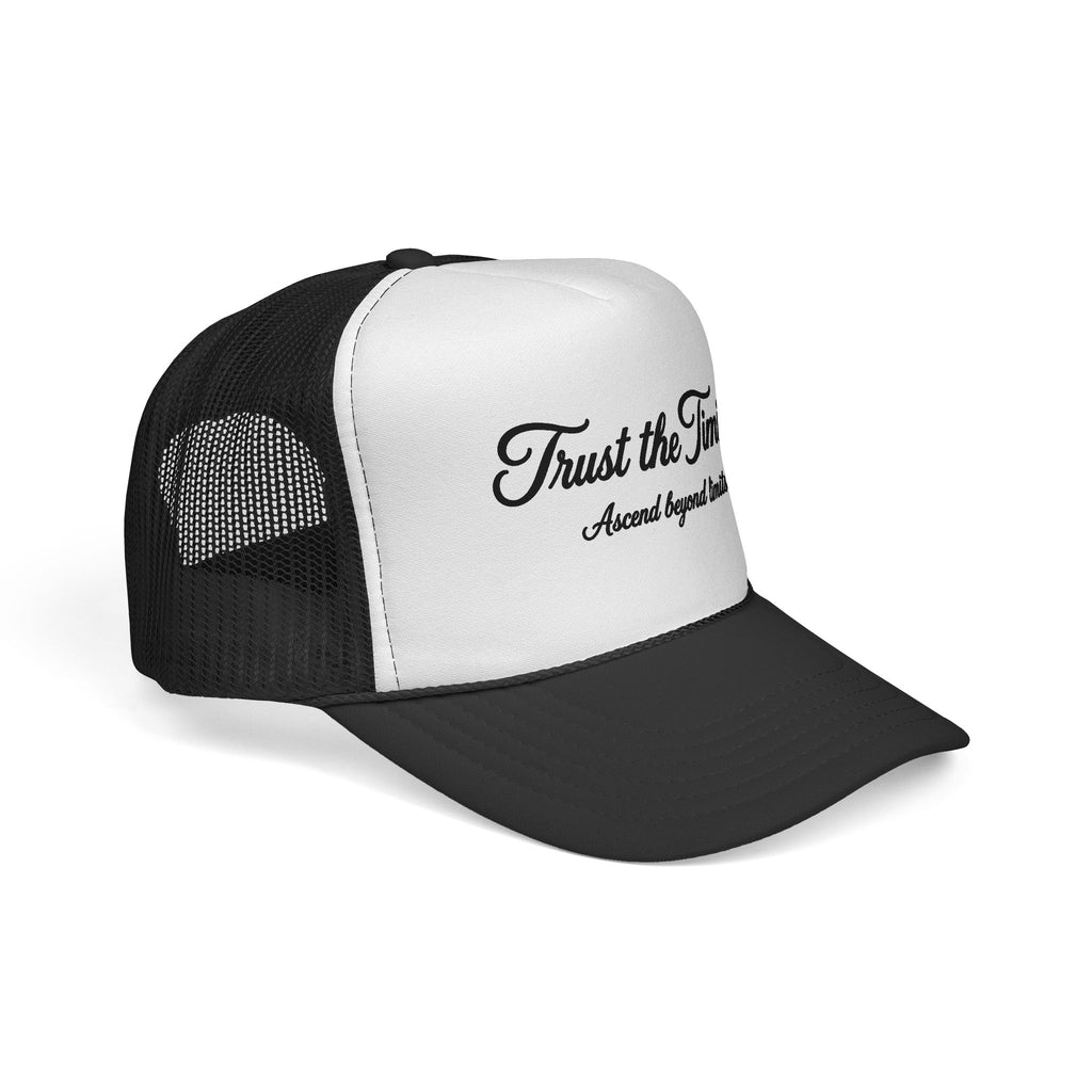 Trust the Timing Trucker Cap – Inspirational Mesh Baseball Hat
