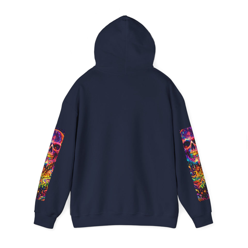 Psychedelic Skull Hoodie – "Faces Beyond Limits" Neon Horror Pullover