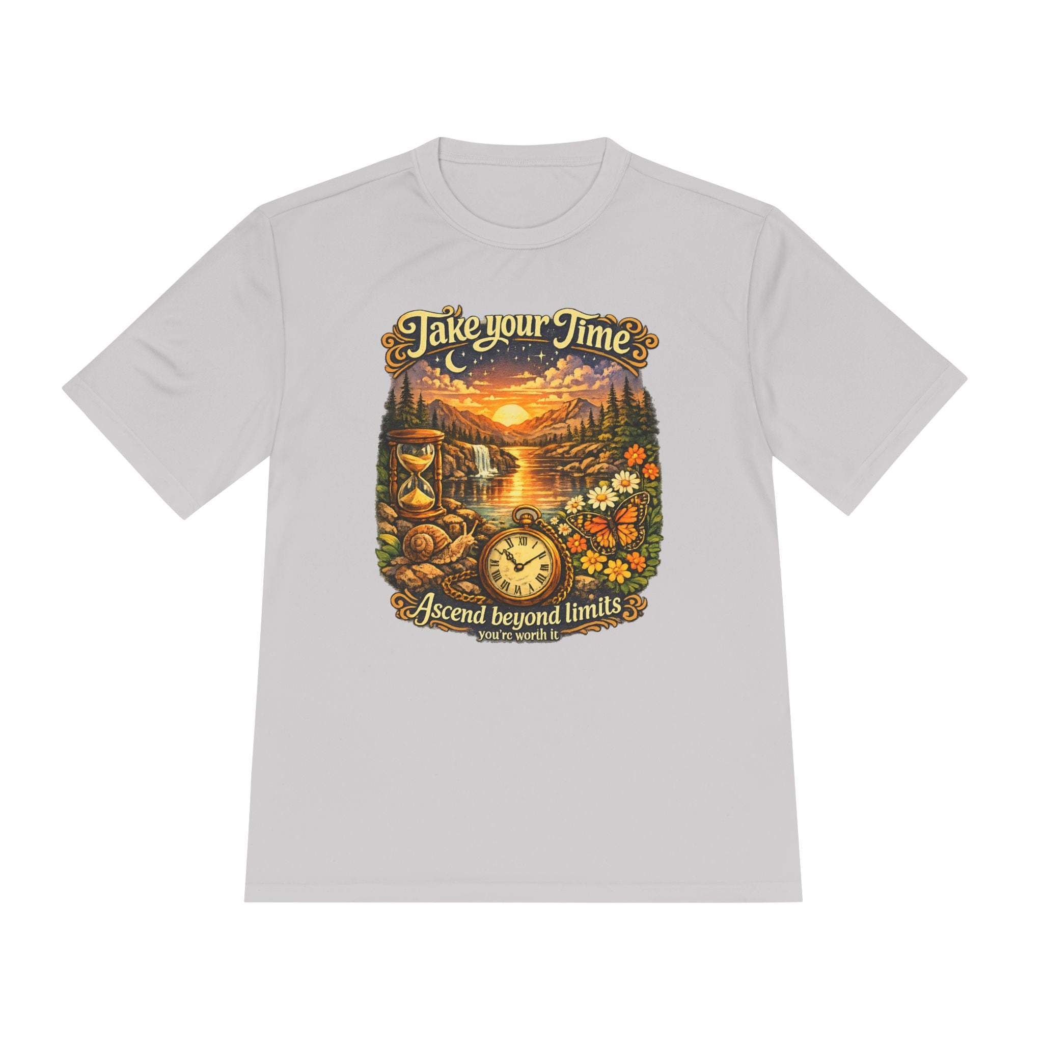 Take Your Time Scenic Tee — 'Take Your Time, Ascend Beyond Limits' Relaxed Vintage Nature Shirt